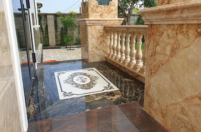 Cột đá vuông đá marble sky gold