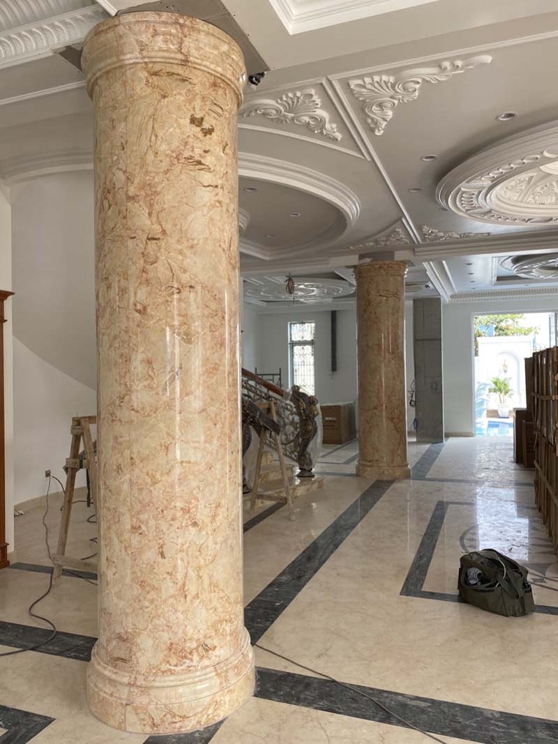Cột tròn đá marble sky gold