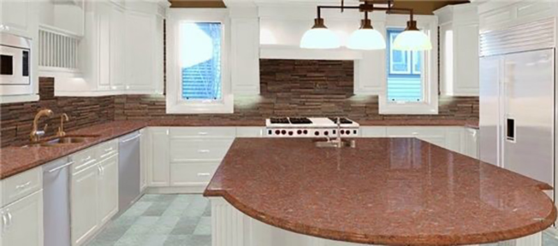 Bếp đá granite màu đỏ