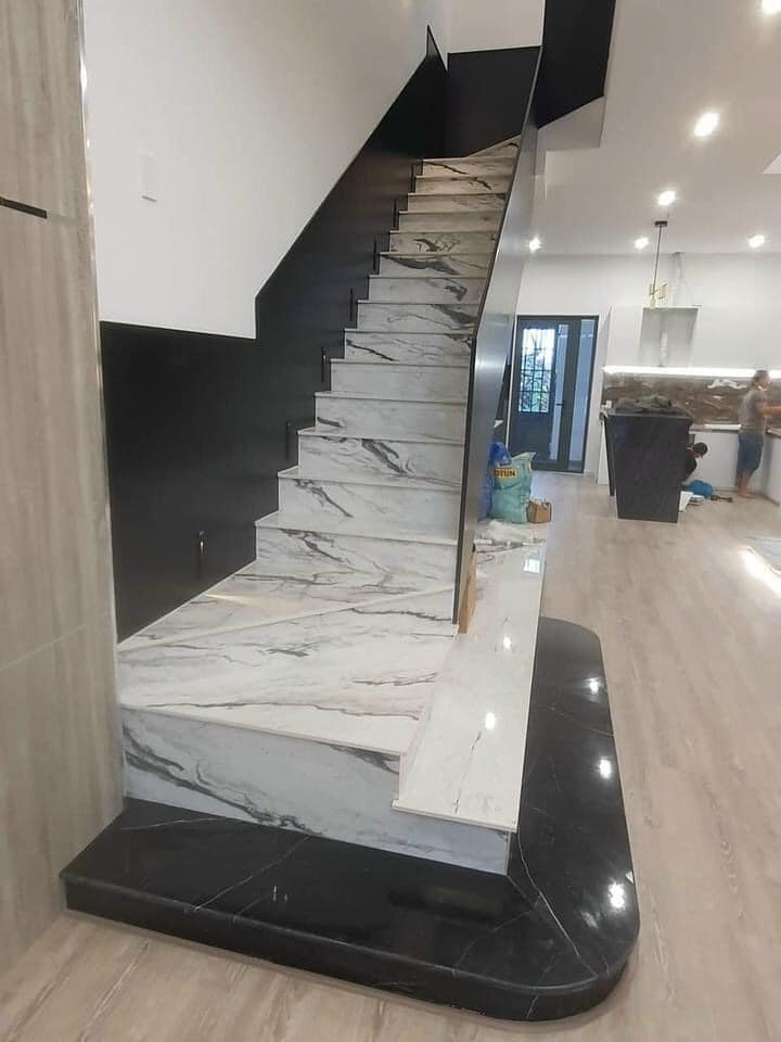 Đá Lamar Modern Statuario Ốp Cầu Thang