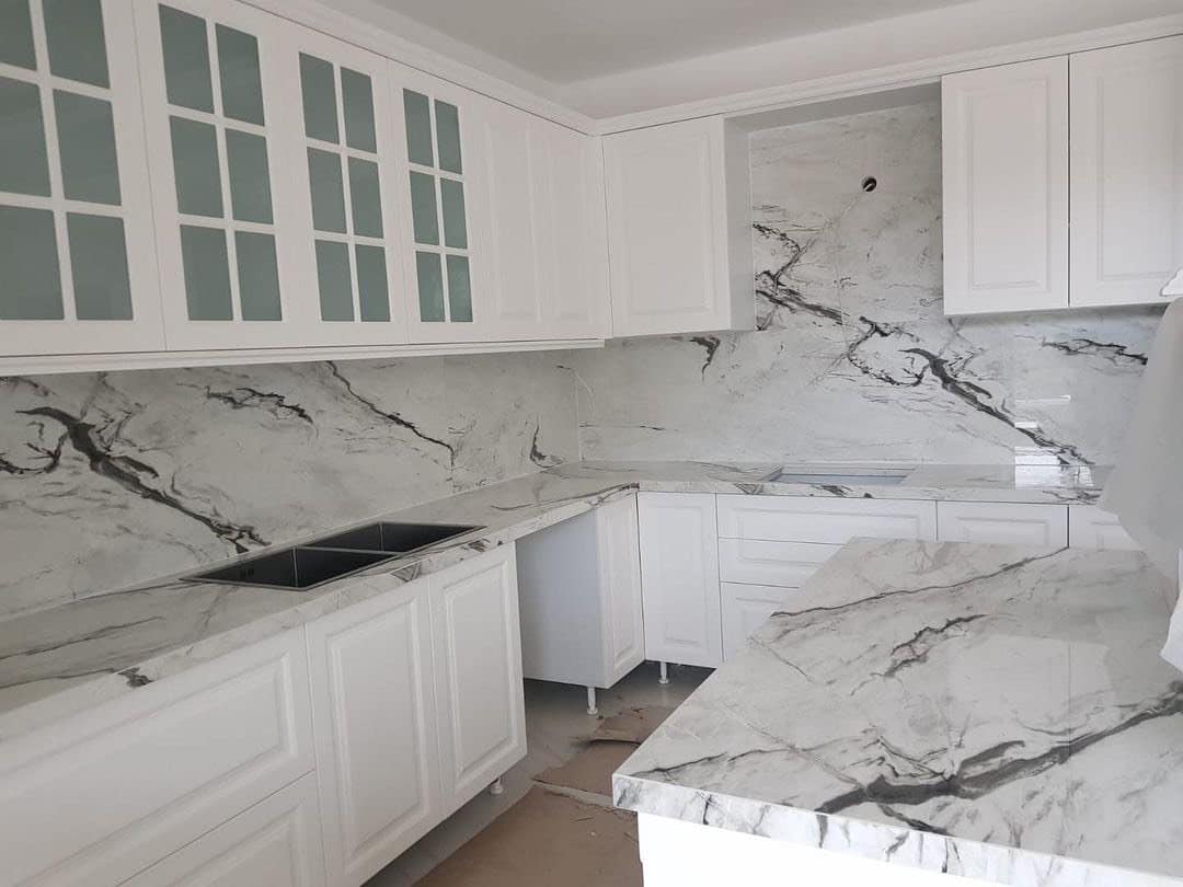 Giá Đá Lamar Modern Statuario Ốp Bàn Bếp, Quầy Bar, Mặt Tủ Gỗ