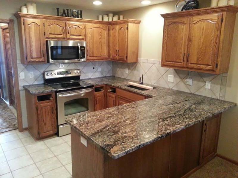 Bàn bếp lavabo đá granite pegasus brown